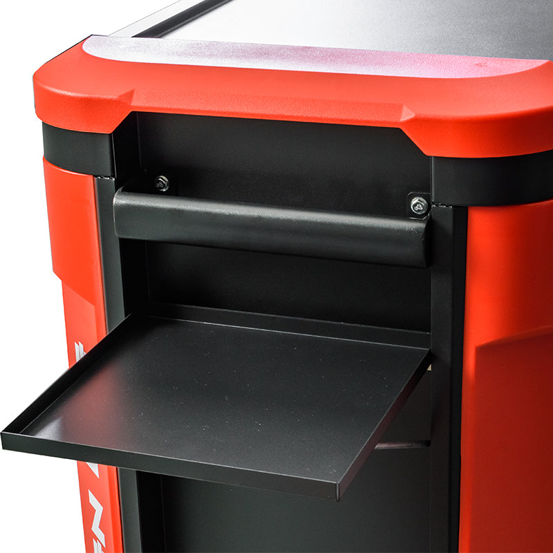 GAODELAI GL3508XL&GL3505XL Extra wide 8 drawer tool box with lid + Extra wide 5 drawer tool cart with double door cabinet side trays and trash cans