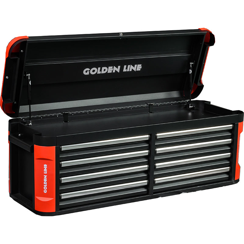 GAODELAI GL3508XL&GL3505XL Extra wide 8 drawer tool box with lid + Extra wide 5 drawer tool cart with double door cabinet side trays and trash cans